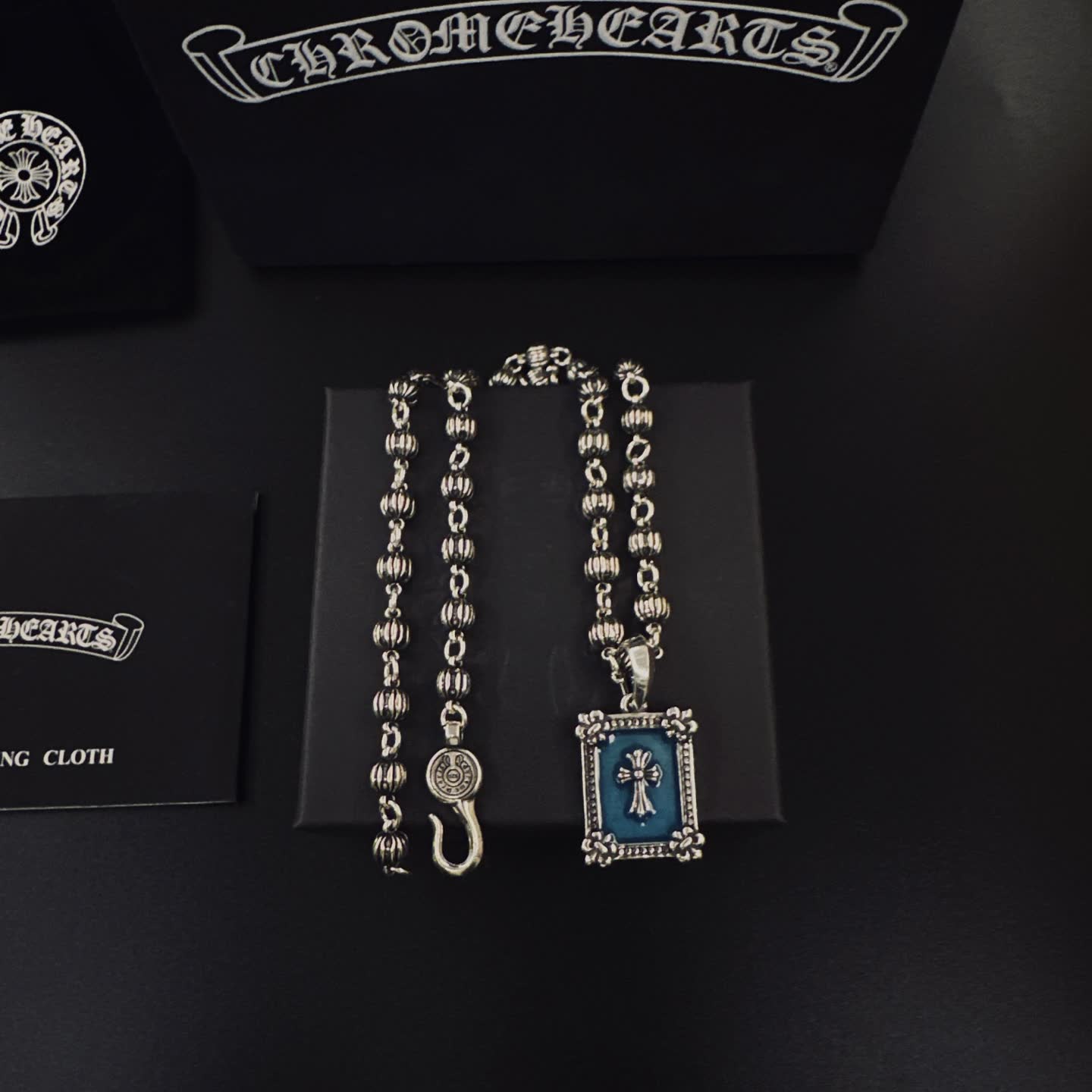Chrome Hearts Silver Cross Pendant Necklace